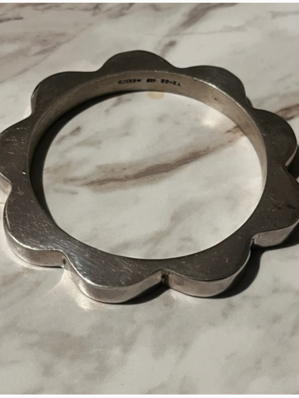 Taxco Sterling Scalloped Flower Bangle